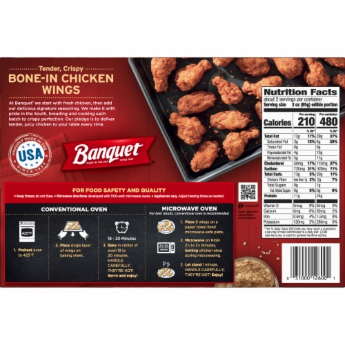 Banquet Hot And Spicy Bone In Chicken Wings Frozen Meat Perspective: back