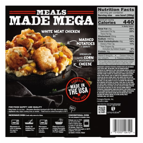 Banquet Mega Bowls Country Fried Chicken Frozen Meal Perspective: back