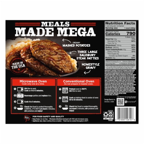 Banquet Mega Meal Salisbury Steak Frozen Meal Perspective: back