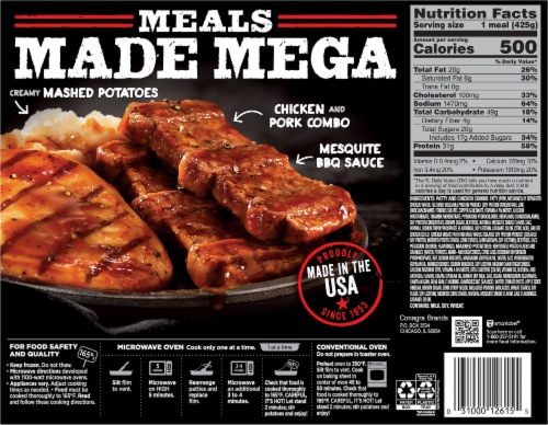 Banquet Mega Meals Backyard BBQ Combo Frozen Meal Perspective: back