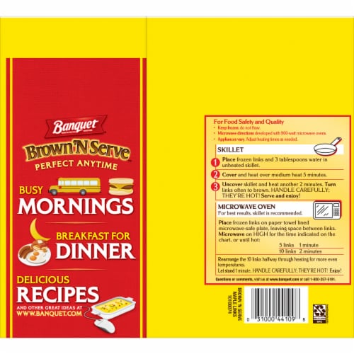 Banquet® Brown ‘N Serve Vermont Maple Fully Cooked Frozen Sausage Links Perspective: back