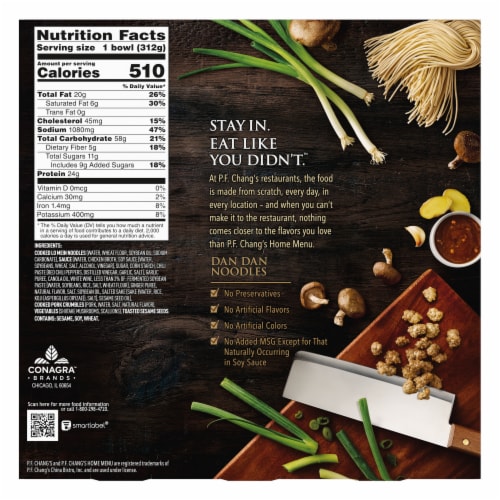 P.F. Chang's Home Menu Dan Dan Noodle Bowl Frozen Meal Perspective: back