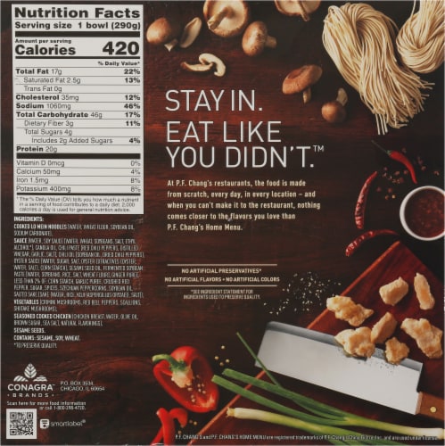 P.F. Chang's Home Menu Spicy Sichuan Style Chicken Frozen Meal Perspective: back