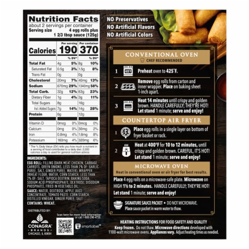 P.F. Chang's® Home Menu Chicken Mini Egg Rolls Frozen Meal Perspective: back