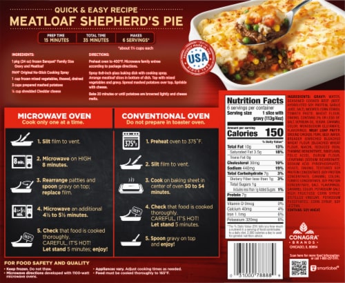 Banquet® Family Size Meatloaf Slices With Homestyle Gravy Frozen Meal Perspective: back