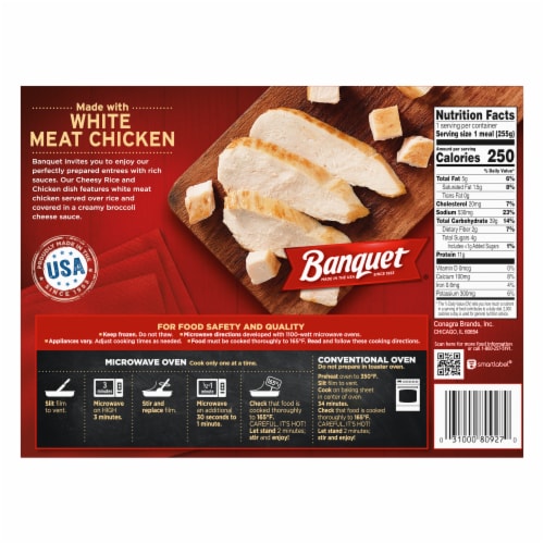 Banquet Cheesy Rice And Chicken Frozen Meal Perspective: back