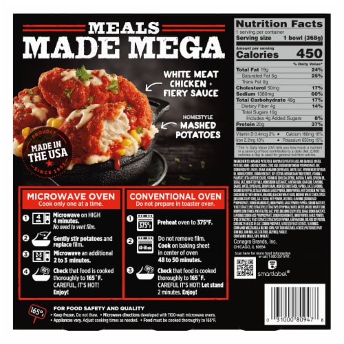 Banquet Mega Bowls Nashville Hot Fried Chicken Frozen Meal Perspective: back