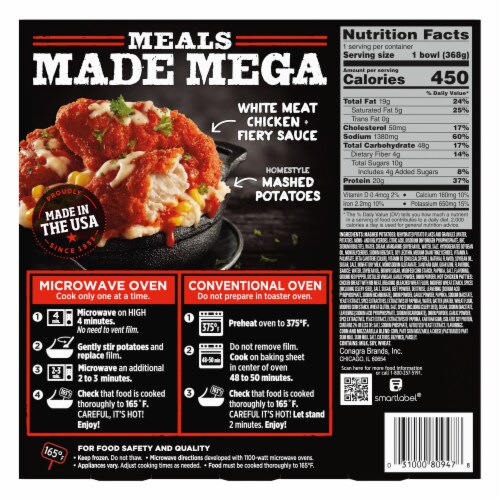 Banquet Mega Bowls Nashville Hot Fried Chicken Frozen Meal Perspective: back
