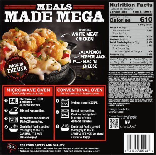 Banquet® Mega Bowls Chicken Jalapeno Pepper Mac 'N Cheese Frozen Meal Perspective: back