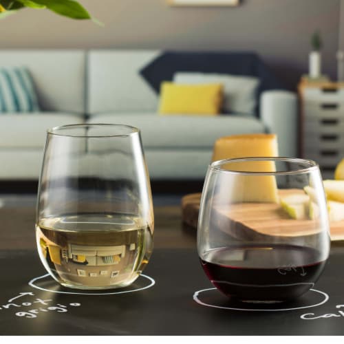 Libbey Stemless 12-Piece Wine Glass Party Set for Red and White Wines Perspective: back