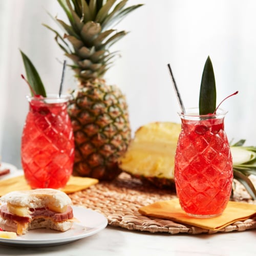 Libbey Tiki Pineapple Glasses, Set of 4 Perspective: back