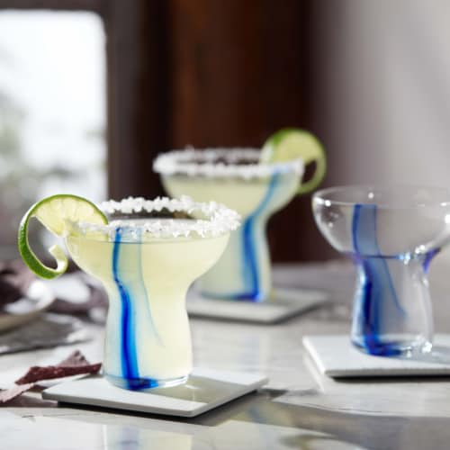 Libbey Blue Ribbon Stemless Margarita Glasses Set Perspective: back
