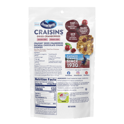 Ocean Spray® Craisins® Original Dried Cranberries Perspective: back