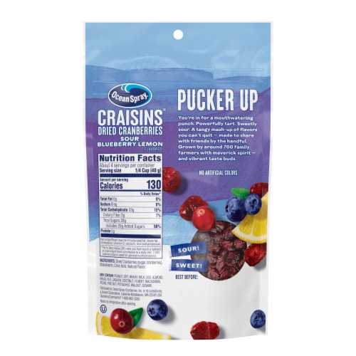 Ocean Spray® Sour Blueberry Lemon Flavored Craisins® Dried Cranberries Perspective: back