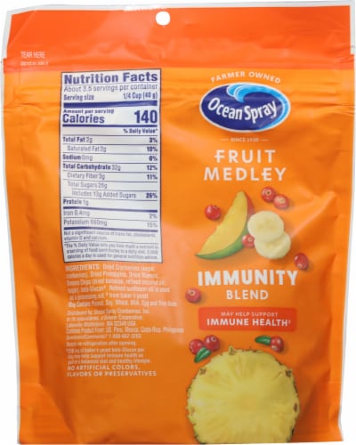 Ocean Spray Fruit Medley Immunity Blend Cranberry Dried Fruit Blend Perspective: back