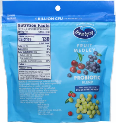 Ocean Spray Fruit Medley Probiotic Blend Cranberry Dried Fruit Blend Perspective: back
