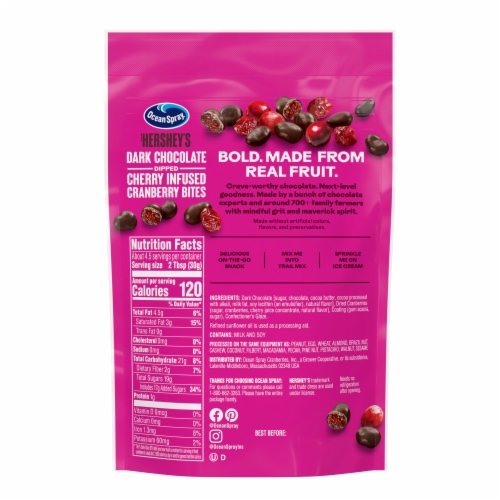 Ocean Spray® Hershey's Dark Chocolate Dipped Cherry Infused Cranberry Bites Perspective: back