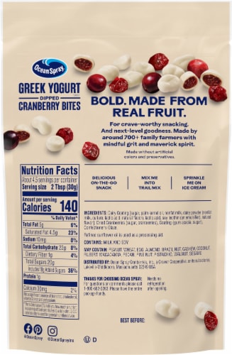 Ocean Spray® Craisins Greek Yogurt Covered Sweetened Dried Cranberries Perspective: back