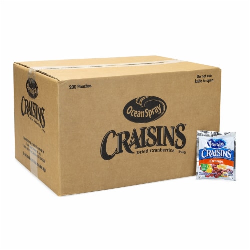 OCEAN SPRAY Craisins Orange Flavored Dried Cranberries 1.16 oz 200/Pack 307-00079 Perspective: back
