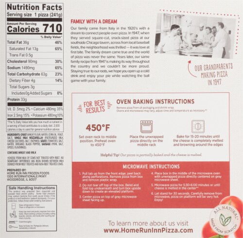 Home Run Inn® Sausage Classic Crust Personal Frozen Pizza Perspective: back