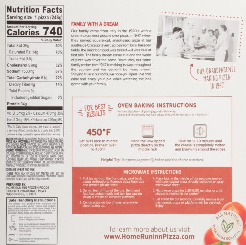 Home Run Inn® Classic Sausage & Uncured Pepperoni Frozen Pizza Perspective: back
