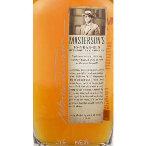 Masterson's Straight Rye Whiskey Perspective: back