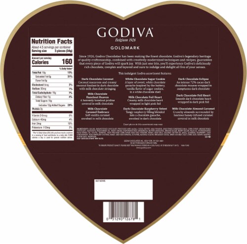 Godiva® Goldmark Valentine's Day Assorted Chocolate Heart Box Perspective: back