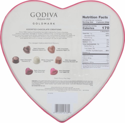 Godiva® Chocolatier Goldmark Assorted Valentine's Candy Heart Gift Tin Perspective: back