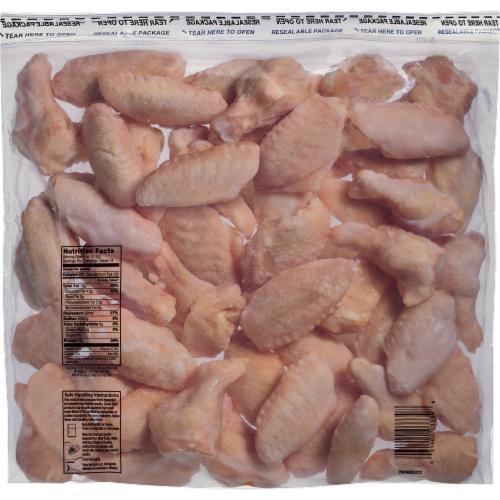 Ready To Cook Ice Glazed Chicken Wings First & Second Wing Sections Perspective: back