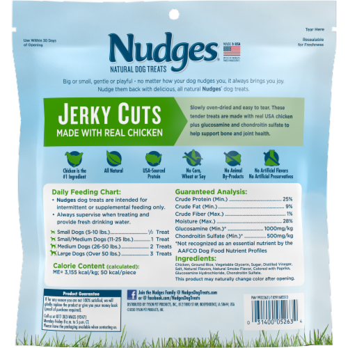 blue Buffalo Nudges Natural Jerky Cuts with Real Chicken Adult Dog Treats Perspective: back