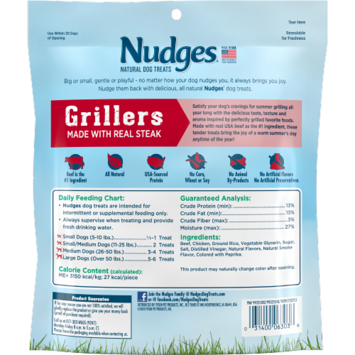 Blue Buffalo Nudges Grillers Real Beef Natural Dog Treats Perspective: back