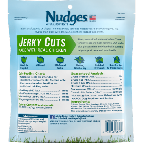 Blue Buffalo Nudges Real Chicken Jerky Cuts Dog Treats Perspective: back