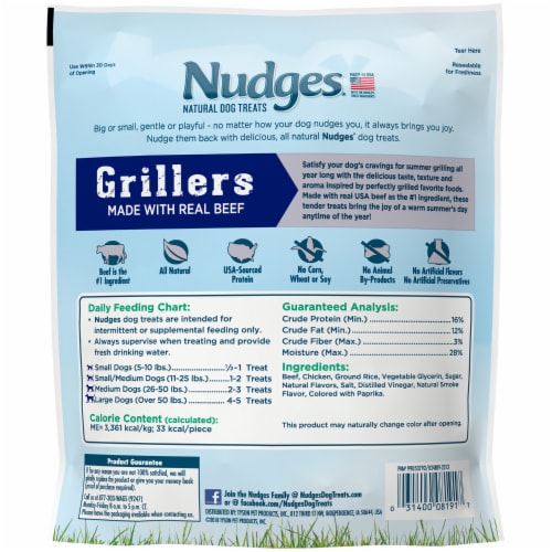 Blue Buffalo Nudges Grillers Real Beef Natural Dog Treats Perspective: back