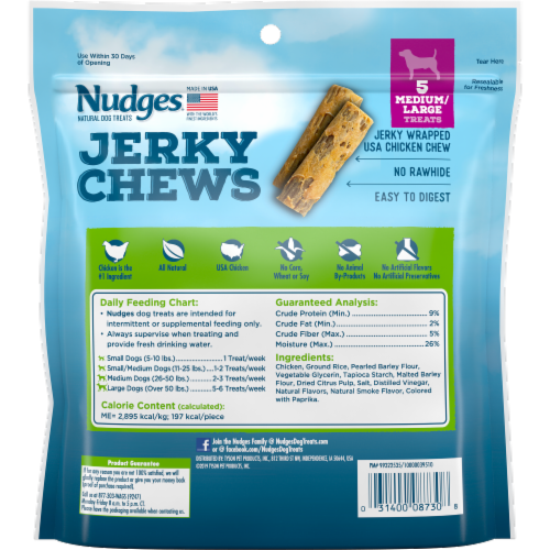 Blue Buffalo Nudges Natural Chicken Jerky Chews Dog Treats Perspective: back