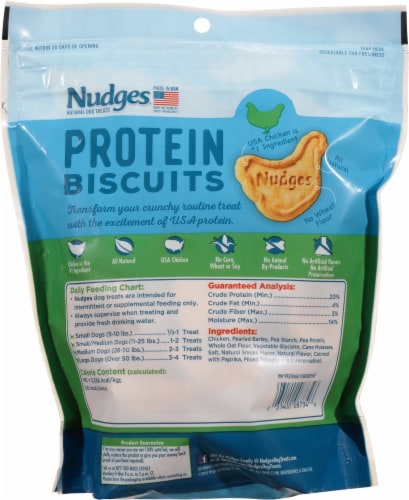 Blue Buffalo Nudges Protein Biscuits Chicken Dog Treats Perspective: back