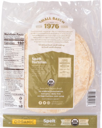 Rudi's Organic Spelt Tortillas Perspective: back
