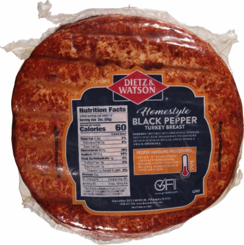 Dietz & Watson® Homestyle Black Pepper Turkey Breast Fresh Sliced Deli Meat Perspective: back