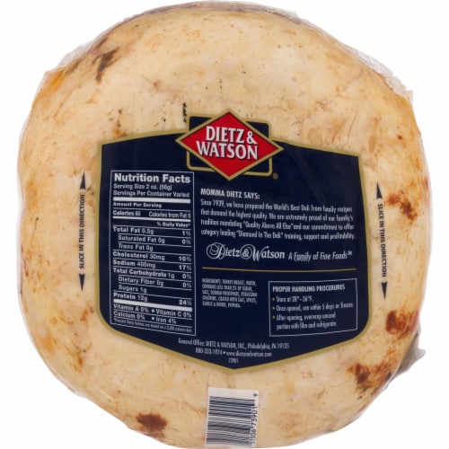 Dietz & Watson® Oven Classic Turkey Breast Fresh Sliced Deli Meat Perspective: back