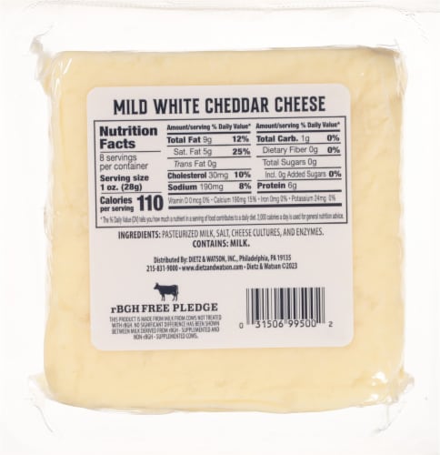 Dietz & Watson® Mild White Cheddar Block Cheese Perspective: back