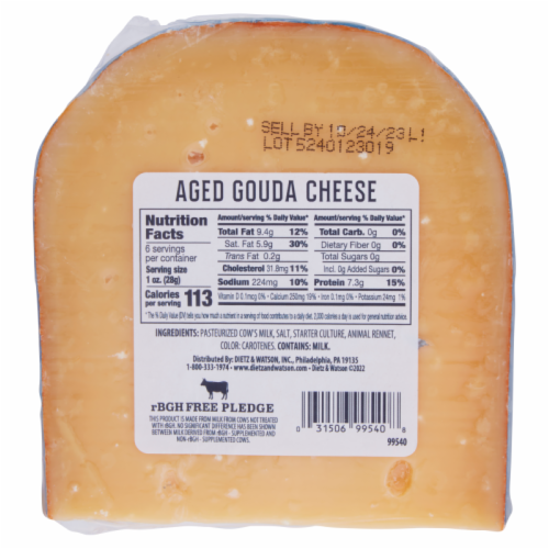 Dietz & Watson® Aged Gouda Cheese Wedge Perspective: back