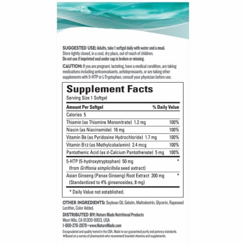 Nature Made® WellBlends™ Positive Mood & Energy™ Softgel Capsules Perspective: back