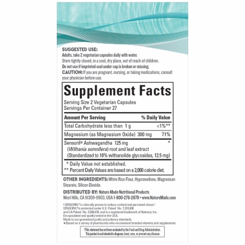 Nature Made® WellBlends Calm & Relax Vegetarian Capsules Perspective: back