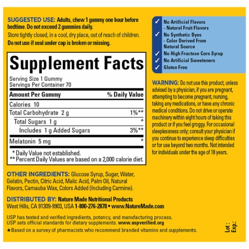 Nature Made® Strawberry Melatonin Gummies 5mg Perspective: back
