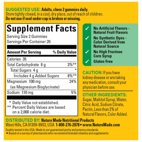 Nature Made® Magnesium Glycinate Gummies 100 mg Perspective: back