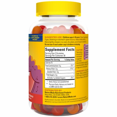 Nature Made Kids First Fiber Orange & Mixed Berry Gummies Perspective: back
