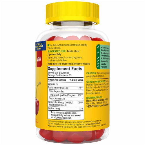 Nature Made® Zero Sugar D3 Gummy Vitamins- 50mcg Perspective: back