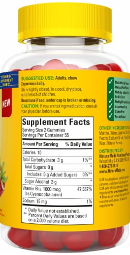 Nature Made® Zero Sugar Vitamin B12 Gummies- 1000mcg Perspective: back
