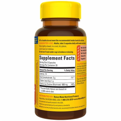 Nature Made® Choline Capsules 800mg Extra Strength Perspective: back