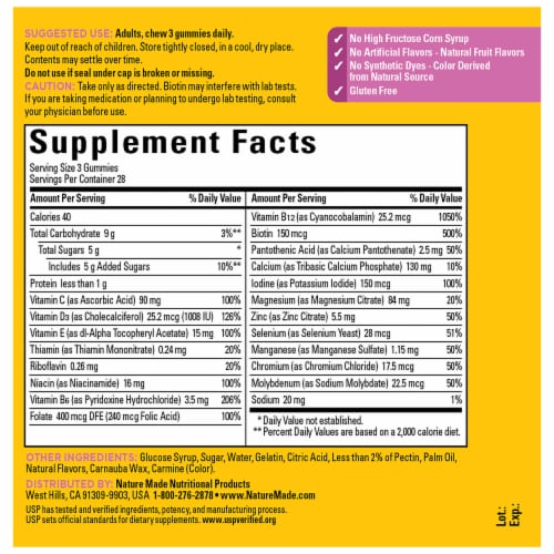 Nature Made Advanced Multivitamin Gummies 50+ for Her Raspberry Flavored Perspective: back