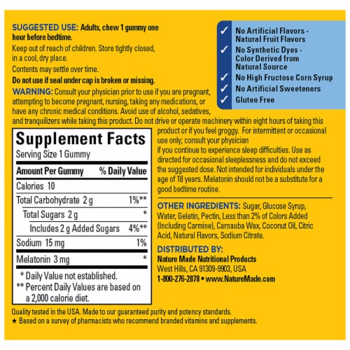 Nature Made® Time Release Melatonin 3mg Gummies Perspective: back